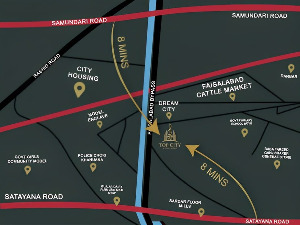 Top City Faisalabad Location Map
